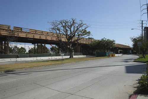 Olympic Bridge under construction as part of Expo Line rail service extension to Santa Monica, June 16, 2013