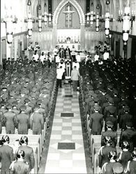 Loyola AFROTC attending Requiem Mass in Sacred Heart Chapel