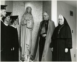 Marymount College commencement with Sister Mary Gertrude Cain, R.S.H.M., and Cardinal James Francis McIntyre