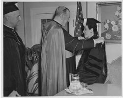 Madame Chiang Kai-Shek receives honorary doctorate from Archbishop John Cantwell and President Edward J. Whelan, S.J