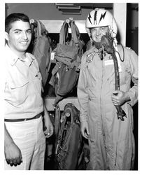 William Cordero and President Charles Casassa, S.J. in flight suit
