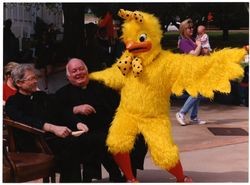 Thomas Maloney, Thomas O' Malley, and Fred Kiesner in chicken costume at Special Games