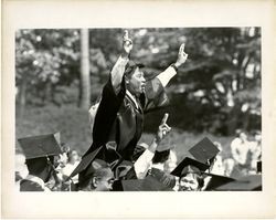 Students cheering at Loyola Marymount University commencement, 1986