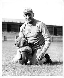 Tom Lieb with mascot 'Lil Akron