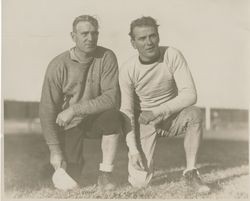 Loyola University football coach Tom Lieb and coach Manny Vezie