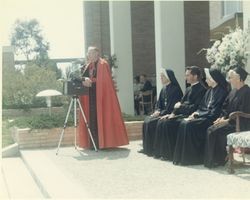 Cardinal James Francis McIntyre at Marymount College graduation commencement