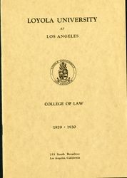 Loyola University at Los Angeles College of Law catalog 1929 - 1930