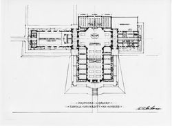 Architectural drawing of proposed library floor plan, Loyola University of Los Angeles