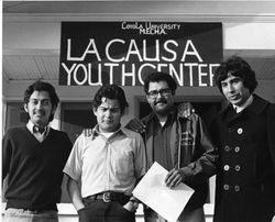 MEChA members outside of La Causa Youth Center