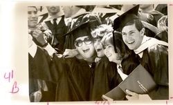 Students cheering at Loyola Marymount University commencement, 1986