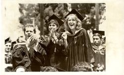 Students cheering at Loyola Marymount University commencement, 1985