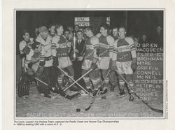 Loyola hockey team with Pacific Coast and Hoover Cup Championship trophy