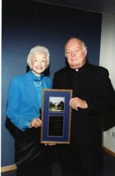 Frances Hilton and Thomas O'Malley with Fine Arts Council award