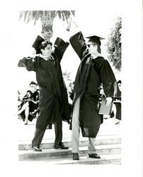 Students cheering at Loyola Marymount University commencement, 1986