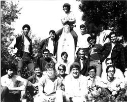 Students around the Shrine of Our Lady of Fatima