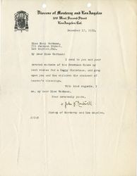 Fr. John Cantwell letter to Mary J. Workman, 1919 December 17