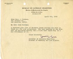 Fr. W.E. Corr letter to Mary J. Workman, Apr 9, 1920