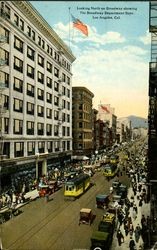 Looking north on Broadway showing the Broadway Department Store, Los Angeles, Cal