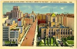 Looking East on Fifth Street, The Public Library to the right, Los Angeles, California