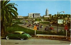 Civic Center from Hollywood Freeway, Los Angeles, California