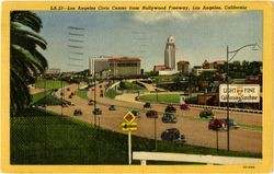 Los Angeles Civic Center from Hollywood Freeway, Los Angeles, California