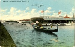 The boat house and lagoon, Venice, Cal