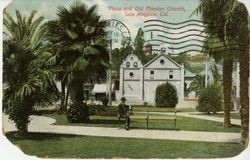 Plaza and Old Mission Church, Los Angeles, Cal