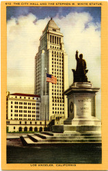 City Hall and the Stephen M. White Statue, Los Angeles, California