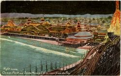 Night Scene, Ocean Park and Santa Monica, Cal. as seen from the Pier