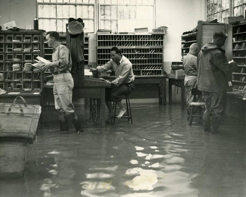 Interior of the Garden Grove post office during a flood