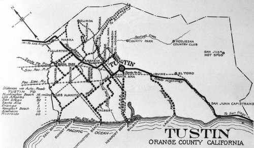 Tustin Chamber of Commerce road map of Orange County, ca. 1914