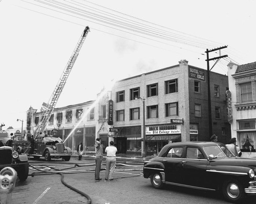 Fire at McCoy & Mills Ford Dealership, June 30, 1950