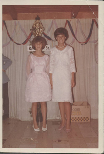 Susi McNeil Simpson with friend at Huntington Beach High School Prom, 1969