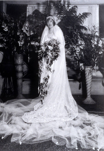 Athalie Richardson Irvine Clarke in her wedding dress, 1929