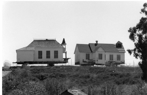 Moving the El Toro school house and St. George's Episcopal Church to Heritage Hill Historical Park, El Toro, 1976