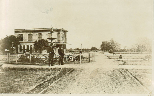 Chapman and Glassell at the original Orange Plaza, ca. 1887