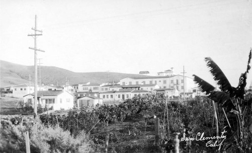 Hotel San Clemente and surrounding buildings, ca. 1928