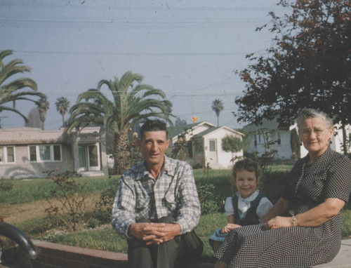 Sam and Christina Hennig with Susi McNeil Simpson in Huntington Beach, 1955