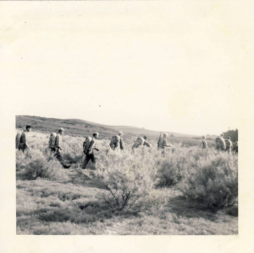 Marines on conditioning hike to Mount Baldy (Old Baldy), 1947