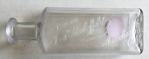 Medicine Bottle from J.P. Hatzfeld Pharmacy in Anaheim, ca. 1910