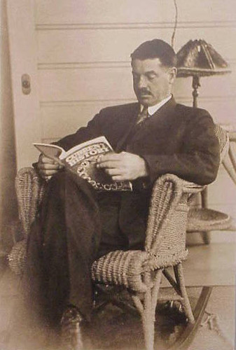 James Harvey Irvine, Sr., reading Current History magazine