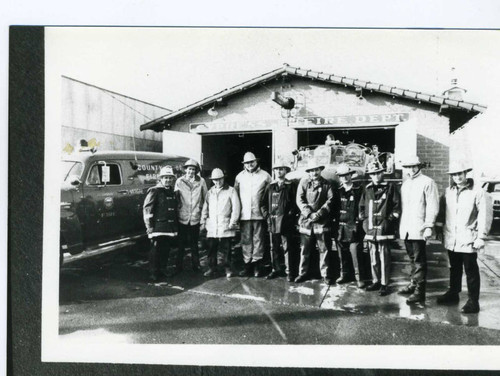 Cypress Volunteer Fire Dept. in front of Station #12, 1967. Chief Alfred E. (Pat) Arnold, 5th from left