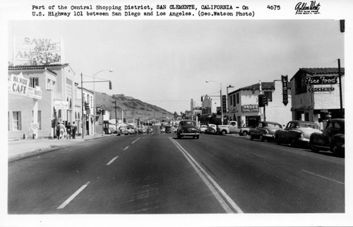 Central shopping district on Highway 101, San Clemente, ca. 1950
