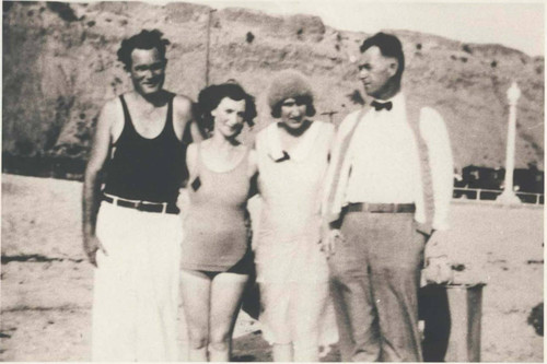 Wilfred and Anne Murray of Los Angeles and Lucy and Simon Healy of San Diego in Capistrano Beach, early 1920s