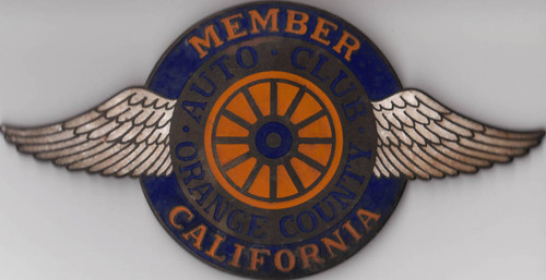 Metal car bumper emblem for the Automobile Club of Southern California