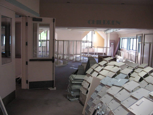 Laguna Niguel Library bookstacks removed and stacked, November 2010