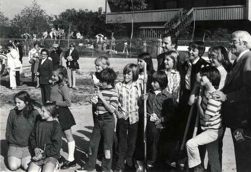 Irvine University Park Library's groundbreaking ceremony, 1974