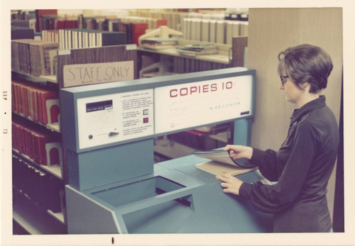 Photo copying machine, 1973 — Calisphere