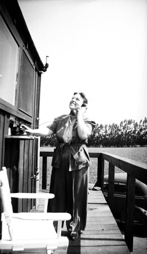 Listening Post with volunteer Gertrude Cleary, Irvine, ca. 1943