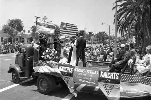 Knights of Pythias entry, Huntington Beach Fourth of July parade, 1951